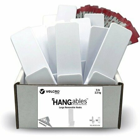 VELCRO BRAND Wall Hook, Large, 1-1/2inWx4/5inLx4-1/2inH, 1 White, 14PK VEK30182